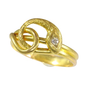 Vintage antique gold diamond snake ring